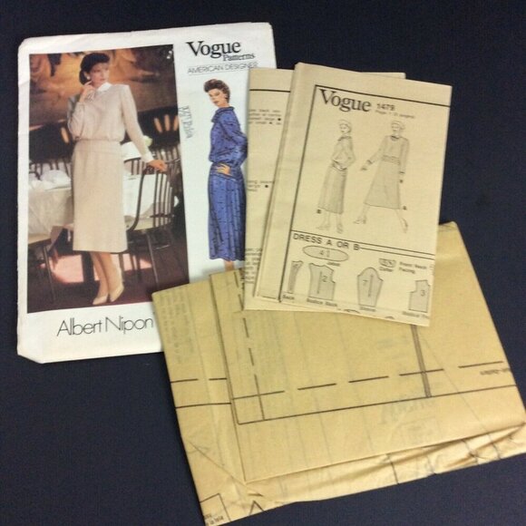 Vogue 1479 Sewing Pattern Albert Nipon Dress Size 10 American Designer 80s Uncut - Picture 3 of 4